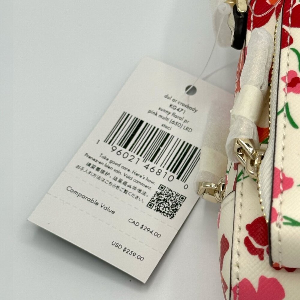 NWT Kate Spade Staci Dual Zip Around Crossbody - Sunny Floral Pink Multi - Picture 14 of 15